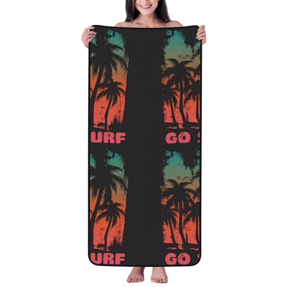 Cotton Bath Towels for Bathroom - Go Surfer Microfiber Quick Dry Towels for Body Bath Sheets, Personalized Beach Towel, Soft Shower Towels for Travel Home Beach 27*55in
