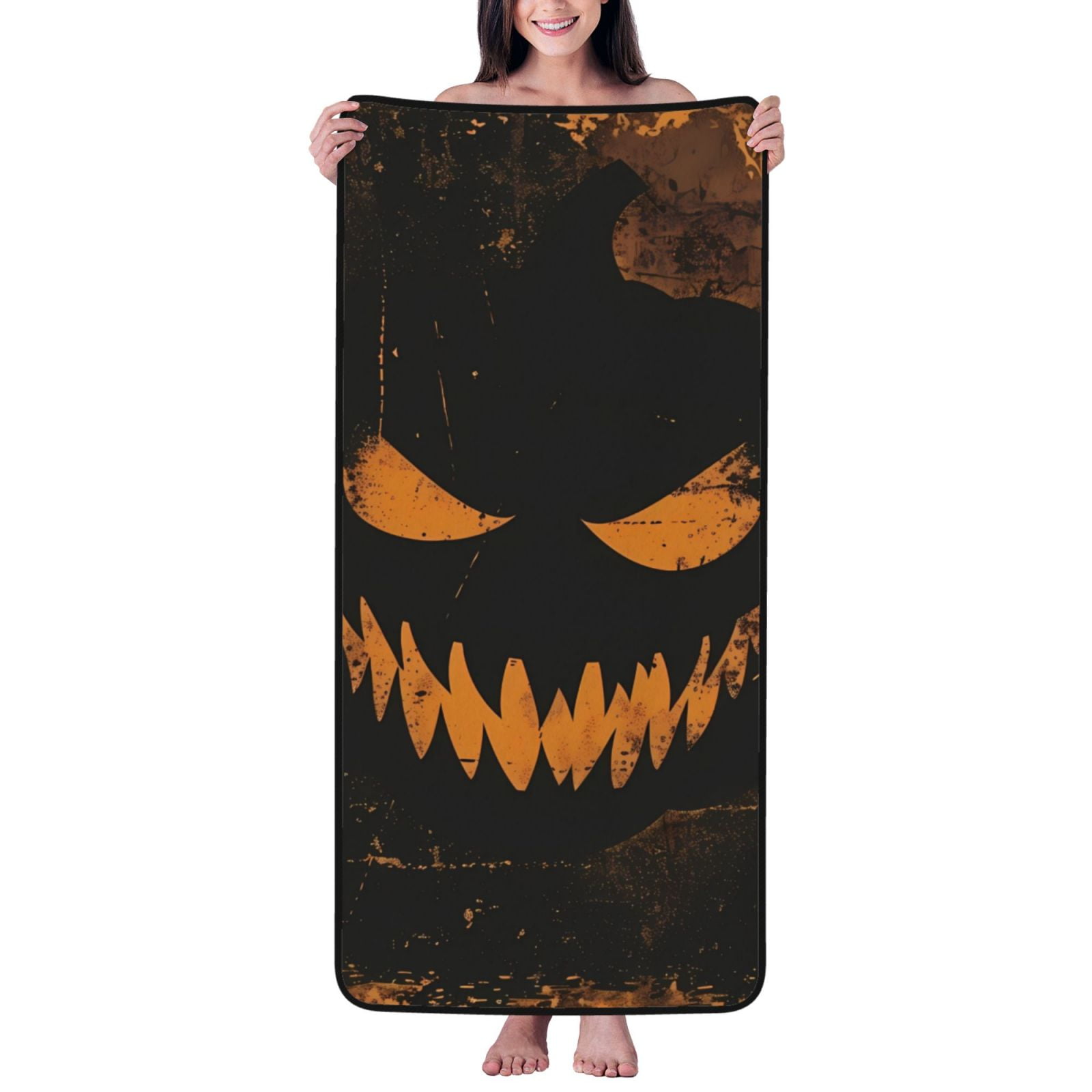Cotton Bath Towels for Bathroom Grunge Halloween Pumpkin Personalized