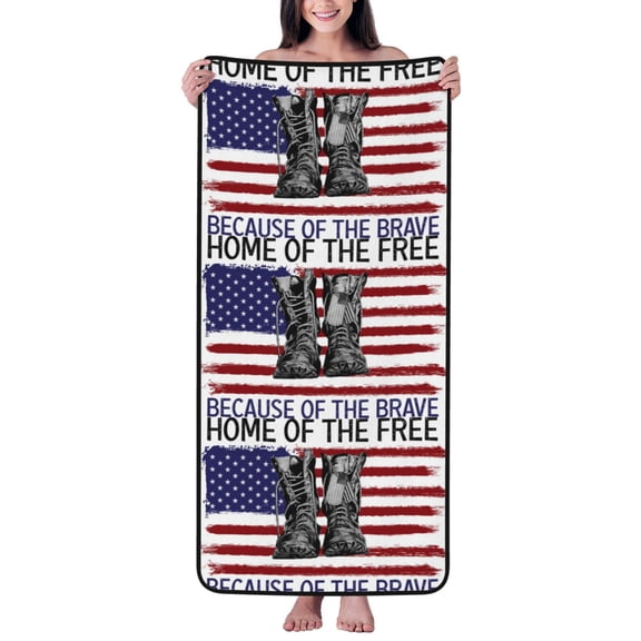 Cotton Bath Towels for Bathroom - Home Of The Free Because Of The Brave Microfiber Quick Dry Towels for Body Bath Sheets, Personalized Beach Towel, Soft Shower Towels for Travel Home Beach 27*55in