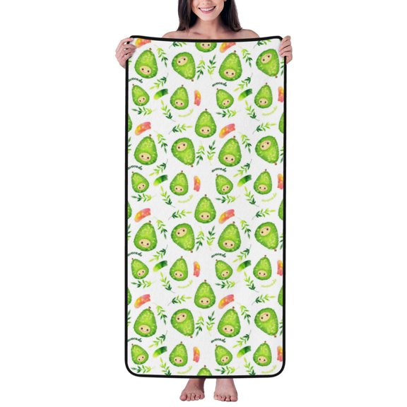 Cotton Bath Towels for Bathroom - Kawaii Avocado Microfiber Quick Dry Towels for Body Bath Sheets, Personalized Beach Towel, Soft Shower Towels for Travel Home Beach 27*55in