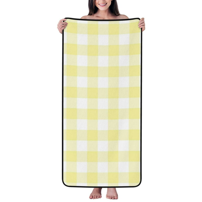 Cotton Bath Towels for Bathroom Lemon Yellow Checkboard A Microfiber Towels for Body Bath Sheets Personalized Quick Dry Beach Towel Soft Shower Towels for Travel Home Beach 27 55in Walmart
