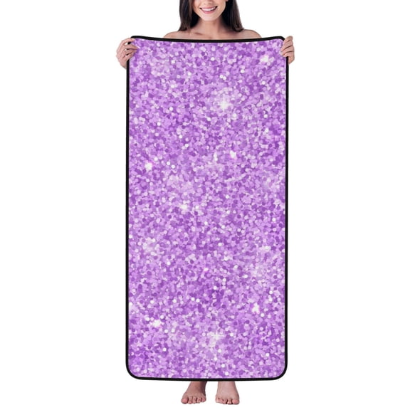 Cotton Bath Towels for Bathroom - Lilac Glittering Microfiber Quick Dry Towels for Body Bath Sheets, Personalized Beach Towel, Soft Shower Towels for Travel Home Beach 27*55in