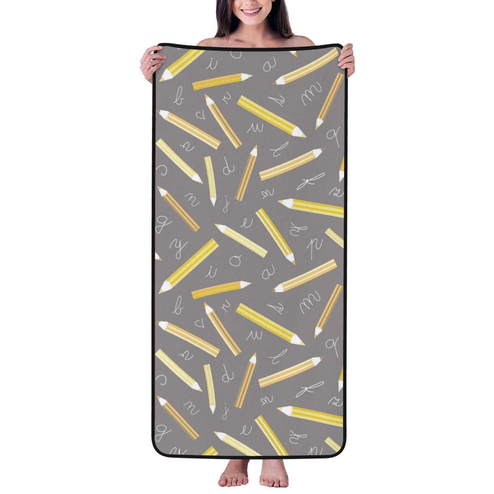 Cotton Bath Towels for Bathroom - Math Print pencil Microfiber Towels ...