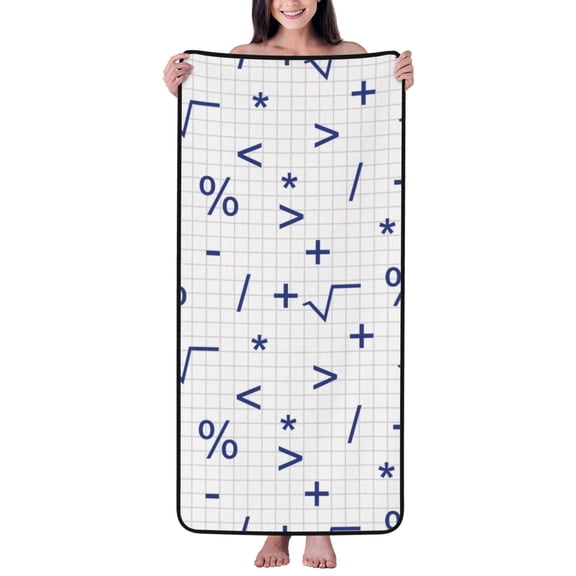 Cotton Bath Towels for Bathroom - Math Symbol Print comical Microfiber Quick Dry Towels for Body Bath Sheets, Personalized Beach Towel, Soft Shower Towels for Travel Home Beach 27*55in
