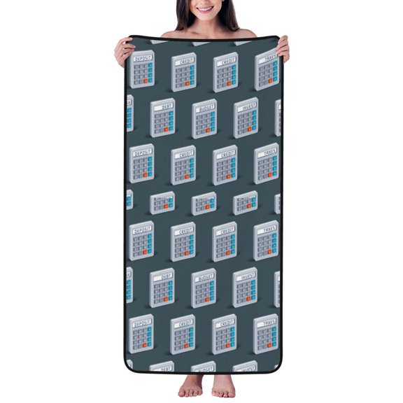 Cotton Bath Towels for Bathroom - Math calculator pattern Microfiber Quick Dry Towels for Body Bath Sheets, Personalized Beach Towel, Soft Shower Towels for Travel Home Beach 27*55in