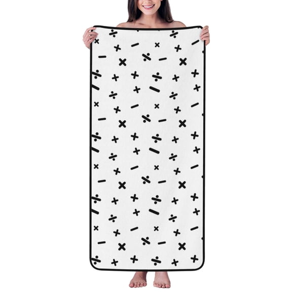 Cotton Bath Towels for Bathroom - Math sign Print hilarious Microfiber Quick Dry Towels for Body Bath Sheets, Personalized Beach Towel, Soft Shower Towels for Travel Home Beach 27*55in