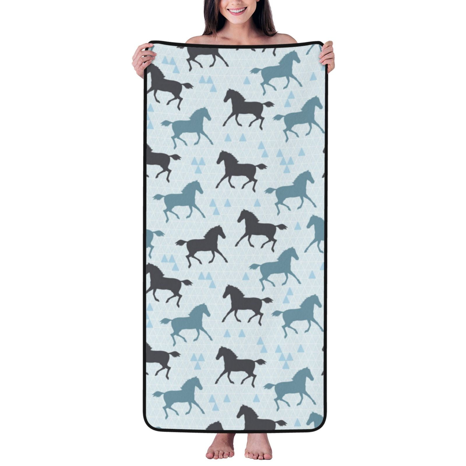 Cotton Bath Towels for Bathroom Minimalist Horse Triangle Microfiber