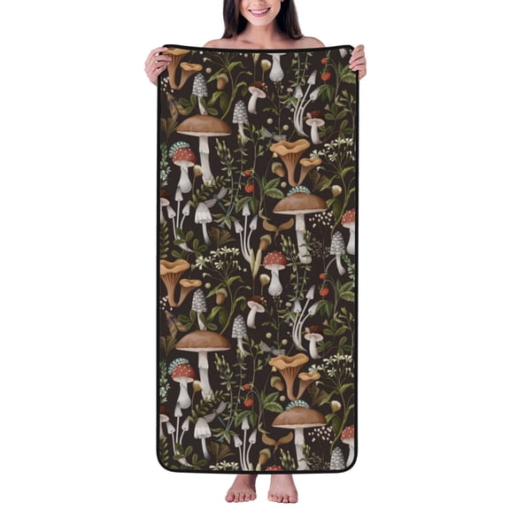 Cotton Bath Towels for Bathroom - Mushroom garnish A Microfiber Quick Dry Towels for Body Bath Sheets, Personalized Beach Towel, Soft Shower Towels for Travel Home Beach 27*55in
