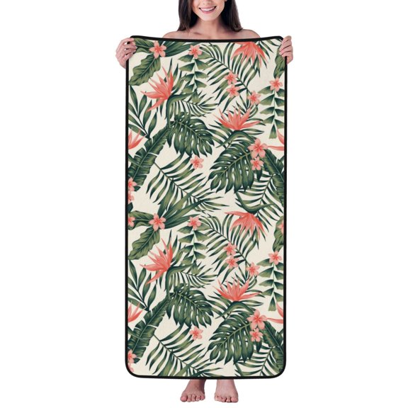 Cotton Bath Towels for Bathroom - Palm Trees and Tropical Microfiber Quick Dry Towels for Body Bath Sheets, Personalized Beach Towel, Soft Shower Towels for Travel Home Beach 27*55in