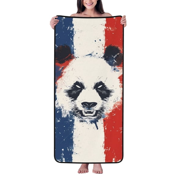 Cotton Bath Towels for Bathroom - Panda Graffiti Art Microfiber Quick Dry Towels for Body Bath Sheets, Personalized Beach Towel, Soft Shower Towels for Travel Home Beach 27*55in
