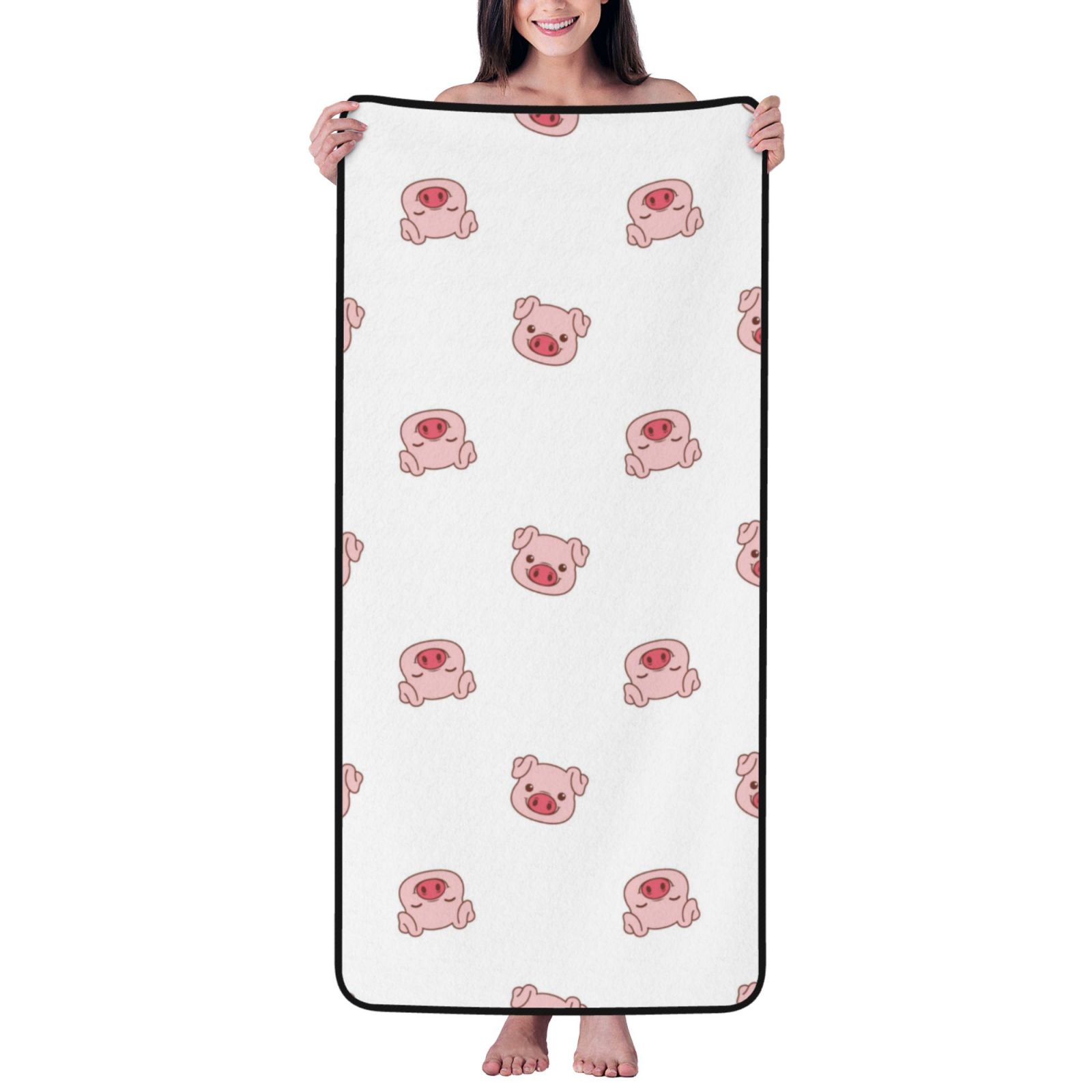 Cotton Bath Towels for Bathroom - Pink Cute Pig Face Microfiber Quick Dry Towels for Body Bath Sheets, Personalized Beach Towel, Soft Shower Towels for Travel Home Beach 27*55in
