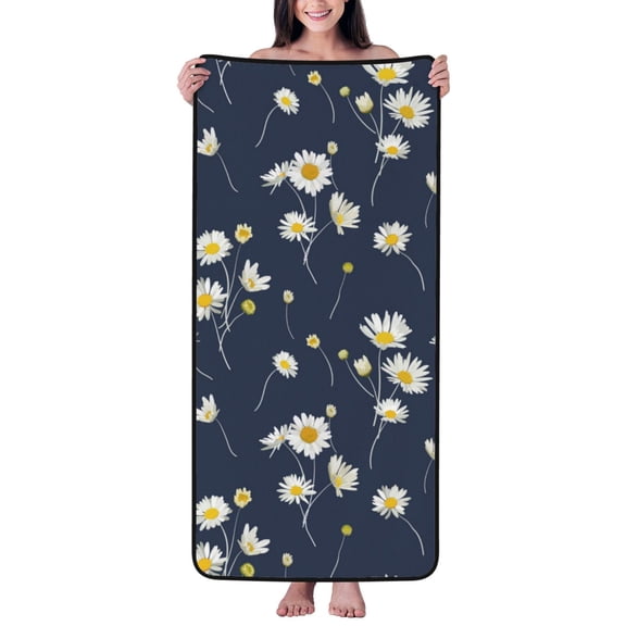 Cotton Bath Towels for Bathroom - Pistil Daisies Flowers Microfiber Quick Dry Towels for Body Bath Sheets, Personalized Beach Towel, Soft Shower Towels for Travel Home Beach 27*55in