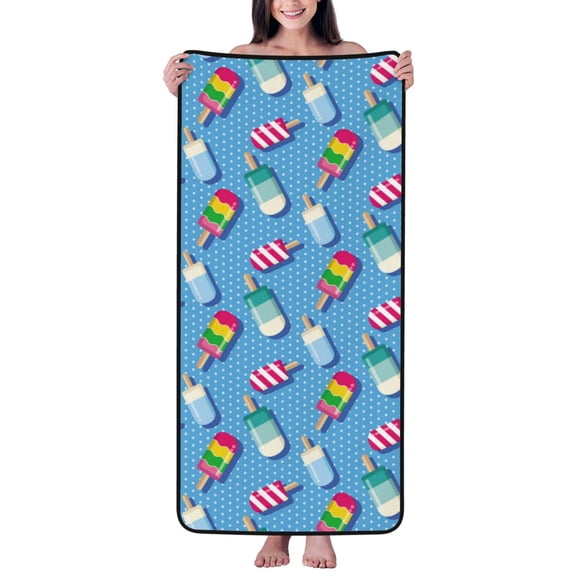Cotton Bath Towels for Bathroom - Popsicle Pattern A Microfiber Quick Dry Towels for Body Bath Sheets, Personalized Beach Towel, Soft Shower Towels for Travel Home Beach 27*55in