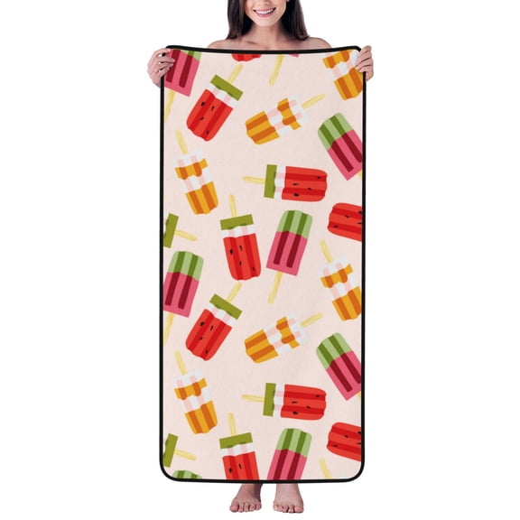 Cotton Bath Towels for Bathroom - Popsicle print Microfiber Quick Dry Towels for Body Bath Sheets, Personalized Beach Towel, Soft Shower Towels for Travel Home Beach 27*55in