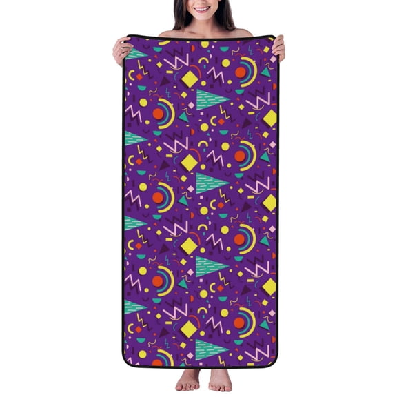 Cotton Bath Towels for Bathroom - Retro 80s Style Microfiber Quick Dry Towels for Body Bath Sheets, Personalized Beach Towel, Soft Shower Towels for Travel Home Beach 27*55in