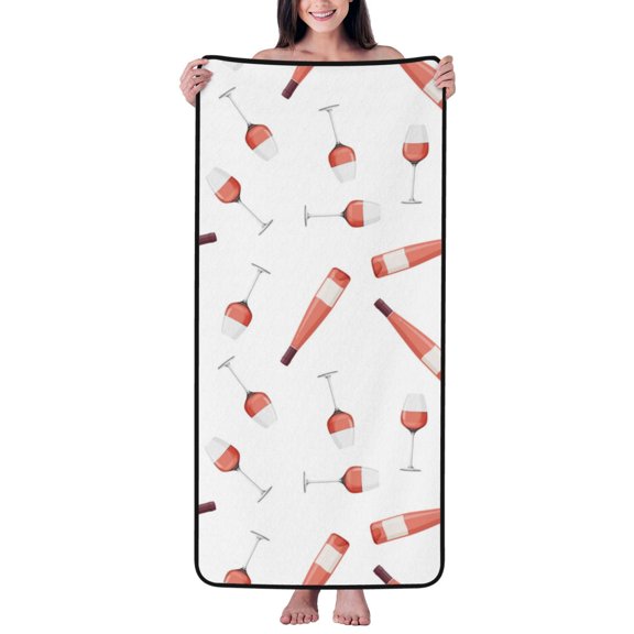 Cotton Bath Towels for Bathroom - Simple Wine Glasses Wine Bottle Microfiber Quick Dry Towels for Body Bath Sheets, Personalized Beach Towel, Soft Shower Towels for Travel Home Beach 27*55in