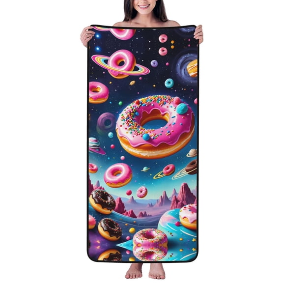 Cotton Bath Towels for Bathroom - Starry Sky Colorful Donut Microfiber Quick Dry Towels for Body Bath Sheets, Personalized Beach Towel, Soft Shower Towels for Travel Home Beach 27*55in