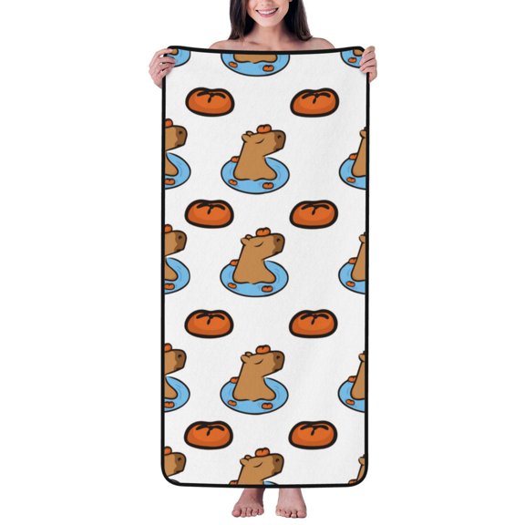 Cotton Bath Towels for Bathroom - Swim Capybaras Microfiber Quick Dry Towels for Body Bath Sheets, Personalized Beach Towel, Soft Shower Towels for Travel Home Beach 27*55in