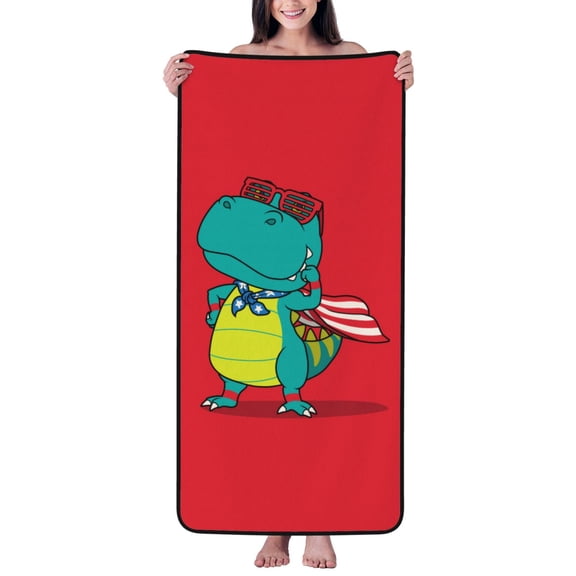 Cotton Bath Towels for Bathroom - USA Confident Superhero Dino Microfiber Quick Dry Towels for Body Bath Sheets, Personalized Beach Towel, Soft Shower Towels for Travel Home Beach 27*55in