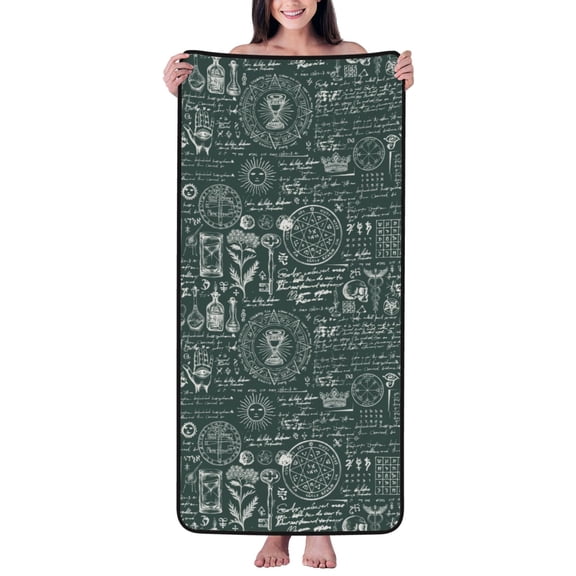 Cotton Bath Towels for Bathroom - Vintage Botanical Sketch Collage Microfiber Quick Dry Towels for Body Bath Sheets, Personalized Beach Towel, Soft Shower Towels for Travel Home Beach 27*55in