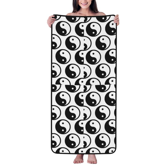 Cotton Bath Towels for Bathroom - Yin Yang Microfiber Quick Dry Towels for Body Bath Sheets, Personalized Beach Towel, Soft Shower Towels for Travel Home Beach 27*55in