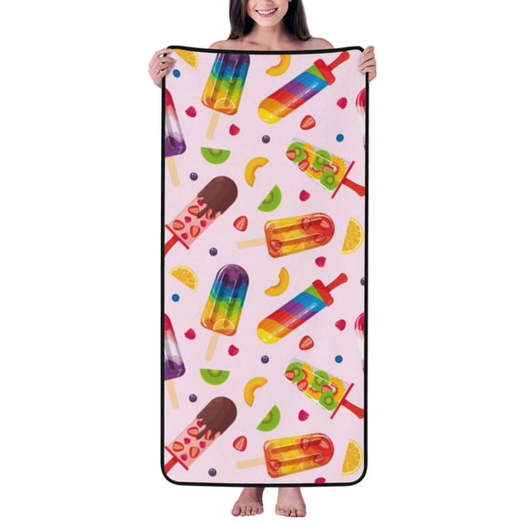 Cotton Bath Towels for Bathroom - cartoon Popsicle Microfiber Quick Dry Towels for Body Bath Sheets, Personalized Beach Towel, Soft Shower Towels for Travel Home Beach 27*55in