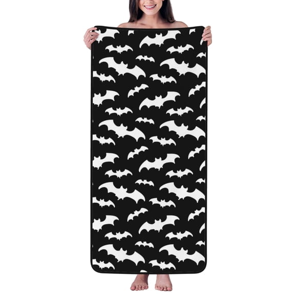Cotton Bath Towels for Bathroom - cool Black white bats Microfiber Quick Dry Towels for Body Bath Sheets, Personalized Beach Towel, Soft Shower Towels for Travel Home Beach 27*55in