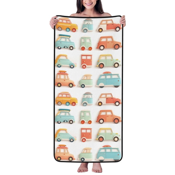 Cotton Bath Towels for Bathroom - cute cartoon SUV RV Microfiber Quick Dry Towels for Body Bath Sheets, Personalized Beach Towel, Soft Shower Towels for Travel Home Beach 27*55in