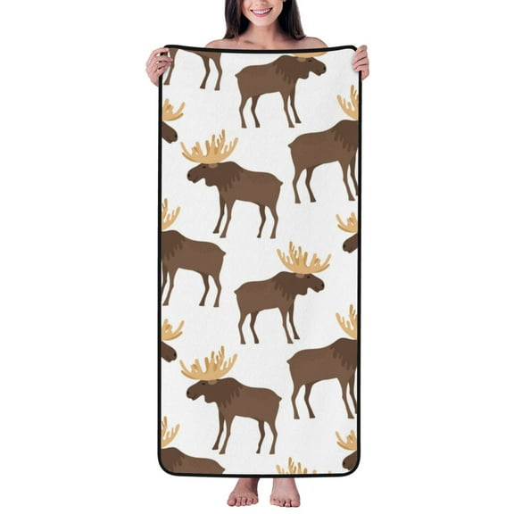 Cotton Bath Towels for Bathroom - cute moose horns elk cartoon Microfiber Quick Dry Towels for Body Bath Sheets, Personalized Beach Towel, Soft Shower Towels for Travel Home Beach 27*55in