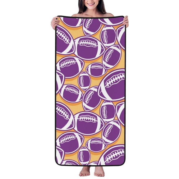 Cotton Bath Towels for Bathroom - cute purple American football Microfiber Quick Dry Towels for Body Bath Sheets, Personalized Beach Towel, Soft Shower Towels for Travel Home Beach 27*55in