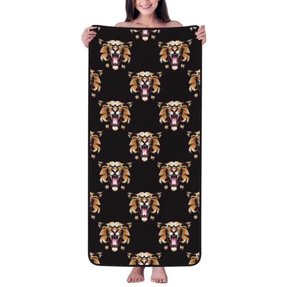 Cotton Bath Towels for Bathroom - funny Tiger Microfiber Quick Dry Towels for Body Bath Sheets, Personalized Beach Towel, Soft Shower Towels for Travel Home Beach 27*55in