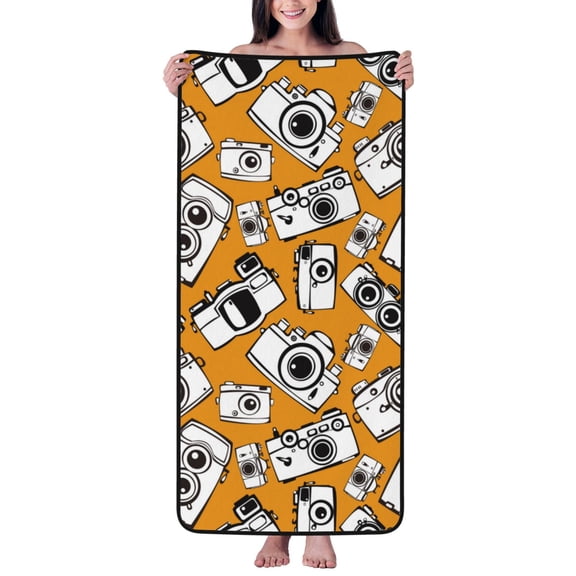 Cotton Bath Towels for Bathroom - line camera Microfiber Quick Dry Towels for Body Bath Sheets, Personalized Beach Towel, Soft Shower Towels for Travel Home Beach 27*55in