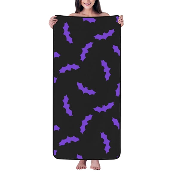 Cotton Bath Towels for Bathroom - purple bats black cool Microfiber Quick Dry Towels for Body Bath Sheets, Personalized Beach Towel, Soft Shower Towels for Travel Home Beach 27*55in