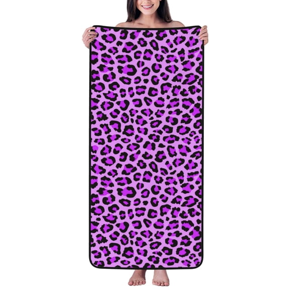 Cotton Bath Towels for Bathroom - purple lilac leopard cool Microfiber Quick Dry Towels for Body Bath Sheets, Personalized Beach Towel, Soft Shower Towels for Travel Home Beach 27*55in