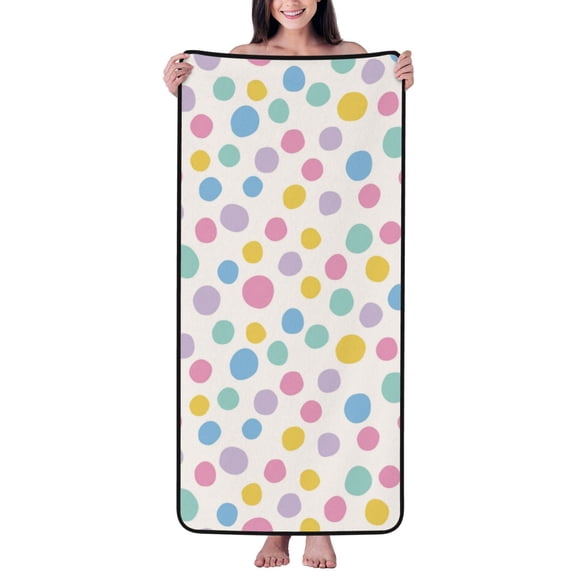Cotton Bath Towels for Bathroom - retro dots spots blots circle Microfiber Quick Dry Towels for Body Bath Sheets, Personalized Beach Towel, Soft Shower Towels for Travel Home Beach 27*55in