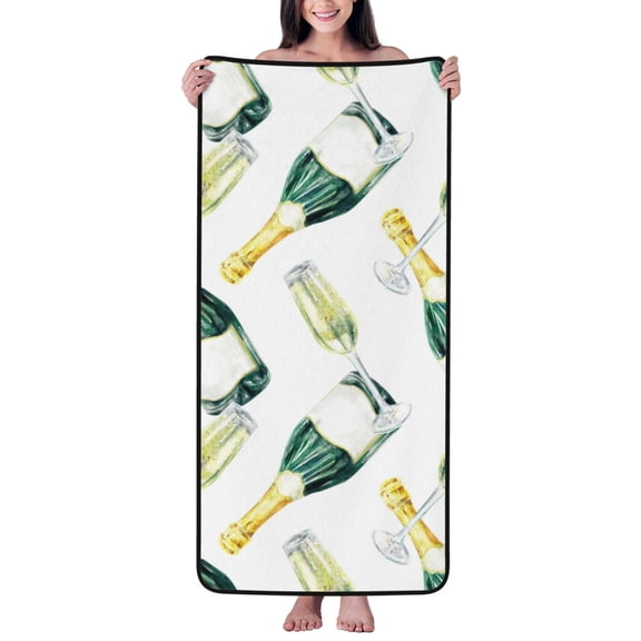 Cotton Bath Towels for Bathroom - wine bottle pattern Microfiber Quick Dry Towels for Body Bath Sheets, Personalized Beach Towel, Soft Shower Towels for Travel Home Beach 27*55in