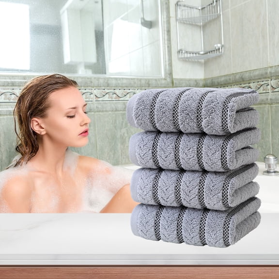 Cotton Bath Towels Set of 4 Soft Highly Absorbent Quick Dry Bathroom Towels, Durable Reinforced Edges Lint Free Multipurpose Towel Set for Long Lasting Use, for Bathroom Spa Gym Travel Home