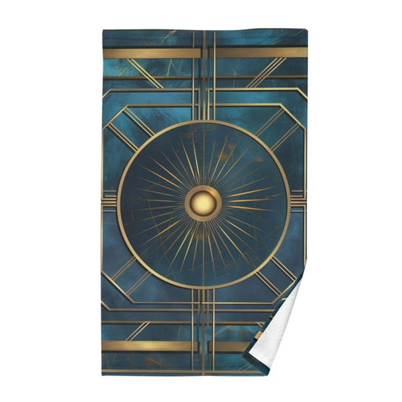 Cotton Bath Towels Soft Face Towel Absorbent Quick Dry Abstract Cerulean Geometric 16"x28"