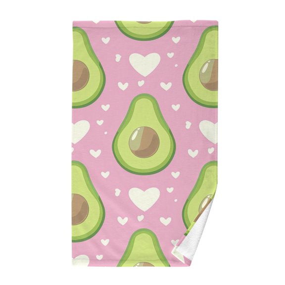 Cotton Bath Towels Soft Face Towel Absorbent Quick Dry Avocado and Heart 16"x28"