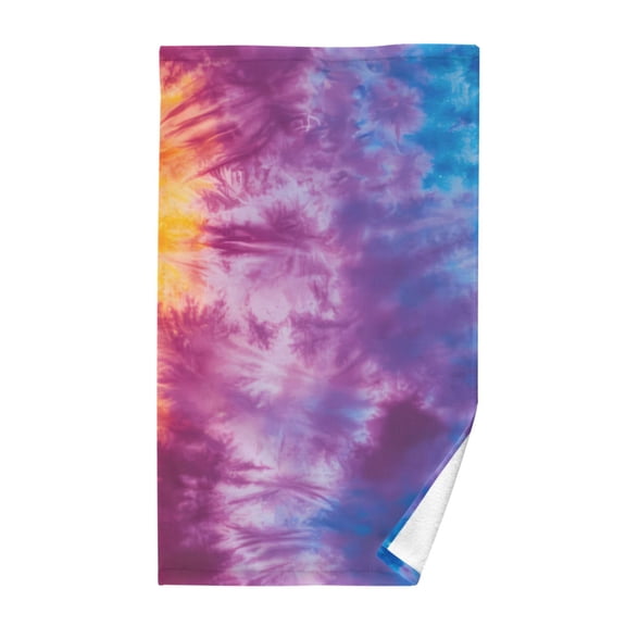 Cotton Bath Towels Soft Face Towel Absorbent Quick Dry Blue Purple Yellow Tie Dye 16"x28"