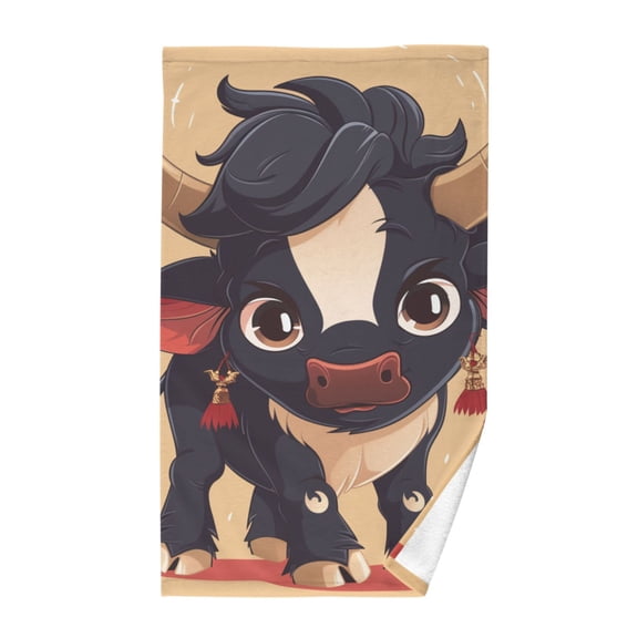 Cotton Bath Towels Soft Face Towel Absorbent Quick Dry Cartoon Baby Cow 16"x28"