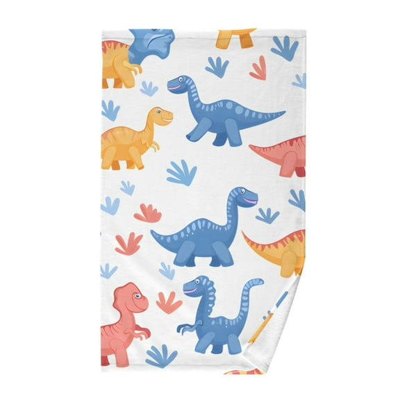 Cotton Bath Towels Soft Face Towel Absorbent Quick Dry Cartoon Dinosaur and Glass 16"x28"