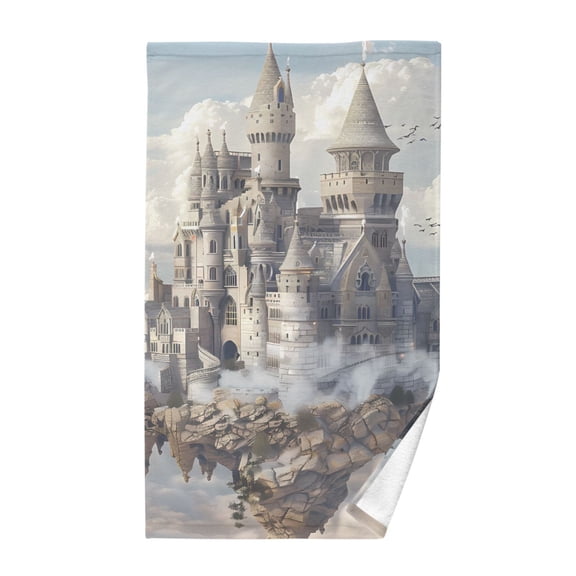 Cotton Bath Towels Soft Face Towel Absorbent Quick Dry Castles Float in Air 16"x28"