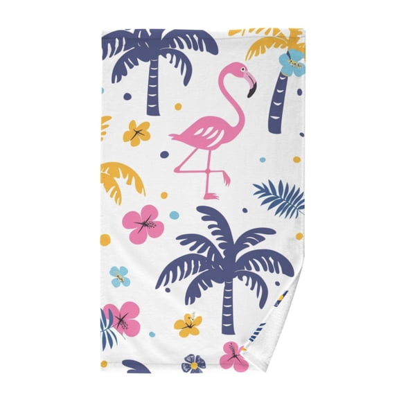 Cotton Bath Towels Soft Face Towel Absorbent Quick Dry Cute Flamingo Flower Tree 16"x28"