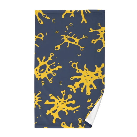 Cotton Bath Towels Soft Face Towel Absorbent Quick Dry Dark Blue Yellow Splashes 16"x28"