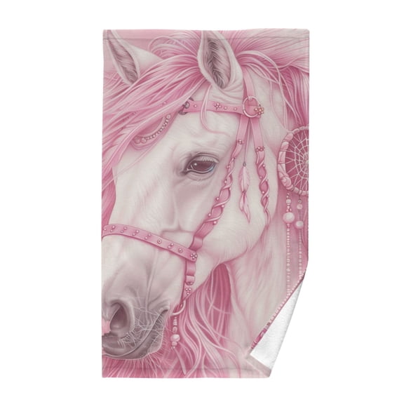 Cotton Bath Towels Soft Face Towel Absorbent Quick Dry Elegant Horse with Long Hair 16"x28"