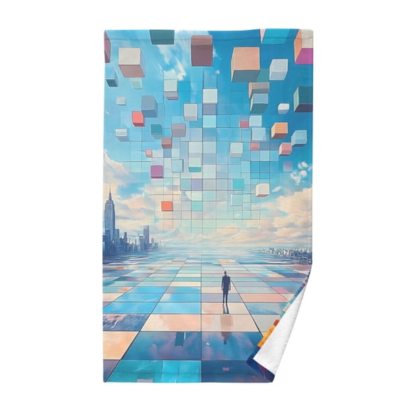 Cotton Bath Towels Soft Face Towel Absorbent Quick Dry Endless Square 16"x28"