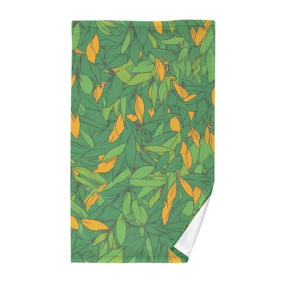 Cotton Bath Towels Soft Face Towel Absorbent Quick Dry Green Orange Leaves 16"x28"