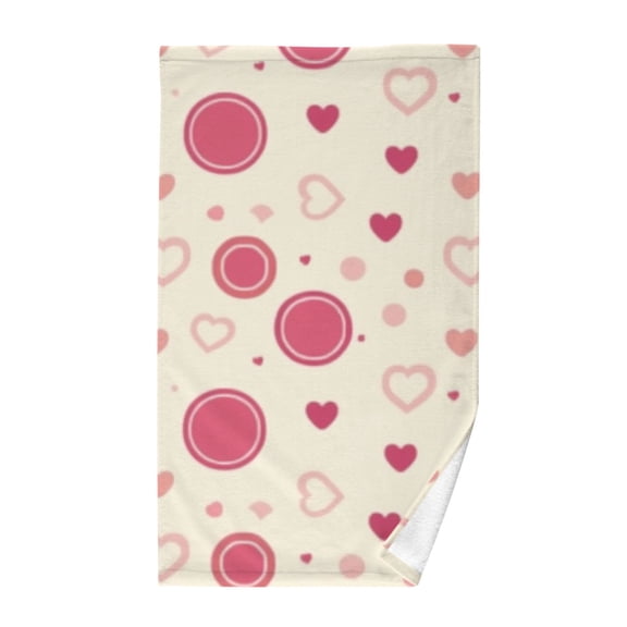 Cotton Bath Towels Soft Face Towel Absorbent Quick Dry Heart and Dot 16"x28"