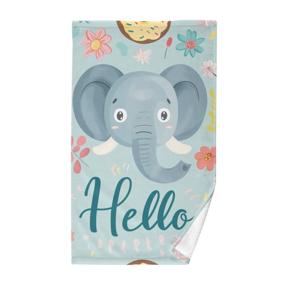 Cotton Bath Towels Soft Face Towel Absorbent Quick Dry Hello Elephants Face 16"x28"